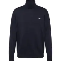 Gant Ganttil mænd. 8030563 Klassisk marineblå bomuldstrøje med rullekrave (M), Casual, Lange ærmer