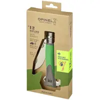 Opinel No. 12 Explore 002489 Green, bushcraft pocket knife with tick remover