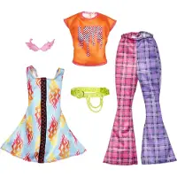 Barbie Fashions 2-pakke t?j s?t 2 t?j til Doll inkluderer 2 rock 'n roll-tema look & 2 tilbeh?r