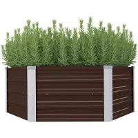 vidaXL Hævet Plantekasse Galvaniseret Stål - Brun / 129 X 129 x 45 cm