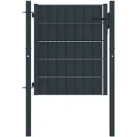 vidaXL PVC- og stålhegnslåge 100x101 cm antracit