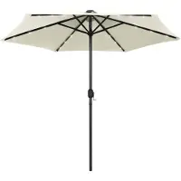 vidaXL Parasol Med LED-Lys Og Aluminiumsstang 270 Cm - Hvid