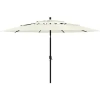 vidaXL Parasol Aluminiumsstang 3 Niveauer - Sandfarvet / 3.5 m