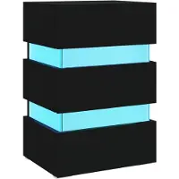 vidaXL Sengebord Med LED 45x35x67 Cm Konstrueret Træ - Sort