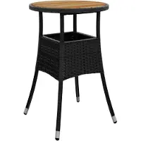 vidaXL havebord Ø60x75 cm akacietræ og polyrattan sort