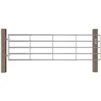 vidaXL 5-stangs stålgårdslåge (115-300) x 90 cm sølv