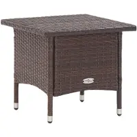 vidaXL tebord 50 x 50 x 47 cm polyrattan brun