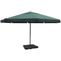 vidaXL haveparasol m. transportabel fod aluminium grøn