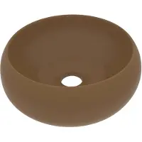 vidaXL luksuriøs rund håndvask mat creme 40x15 cm keramik