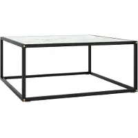 vidaXL Sofabord Hærdet Glas - Hvid / 80 x 80 x 35 cm