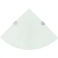 vidaXL hjørnehylde m. krombeslag hvidt glas 35x35 cm