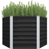 vidaXL Hævet Plantekasse Galvaniseret Stål - Antracitgrå / 129 X 129 x 77 cm