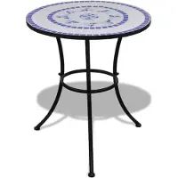 vidaXL bistrobord 60 cm mosaik blå og hvid