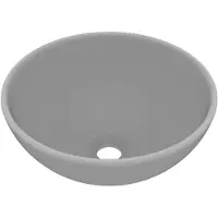 vidaXL luksuriøs håndvask 32,5x14 cm rund keramisk mat lysegrå