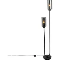 QAZQA Smart gulvlampe sort med røgglas 2-lys inkl. 2 Wifi ST64 - Laura