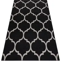Rugsx Sisaltæppe SISAL FLOORLUX 20608 , Marokkansk kløver, trellis sort / sølv 60x110 cm
