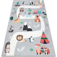 Rugsx BAMBINO 2160 vaskbart tæppe Streets, indisk landsby, dyr til børn, skridsikker - grå 80x150 cm