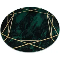 Rugsx Tæppe EMERALD eksklusiv 1022 cirkel - glamour, stilfuld marmor, geometrisk flaske grøn / guld cirkel 160 cm