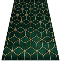 Rugsx Tæppe EMERALD eksklusiv 1014 glamour, stilfuld terning flaske grøn / guld 120x170 cm
