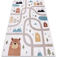 Rugsx Tæppe SJOV Polar til børn, gader, skov, creme 140x190 cm
