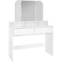 ML-Design Påklædningsbord med 3-styks foldespejl 100x40x140 cm hvid spånplade ML-Design