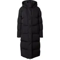 Superdry Superdrytil kvinder. W5011642A Lang quiltet frakke med sort hætte (XL), Casual, Polyester, Bæredygtig