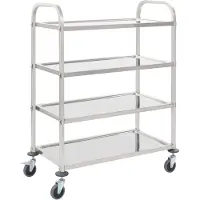 vidaXL Køkkenvogn Med 2 Hylder Rustfrit Stål - 107 x 55 x 125 cm (4 niveauer)