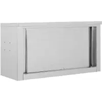 vidaXL Køkkenskab Skydelåger Væghængt Rustfrit Stål - 90 x 40 x 50 cm