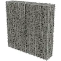 vidaXL gabionvæg med dæksler galvaniseret stål 100 x 20 x 100 cm