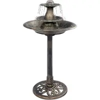 vidaXL fuglebad med springvand 50x91 cm plastik bronzefarvet
