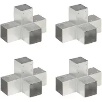 vidaXL stolpebeslag X-form 4 stk. 91x91 mm galvaniseret metal