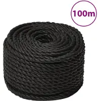 vidaXL arbejdsreb 14 mm 100 m polypropylen sort