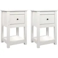 vidaXL Sengebord 40x35x61,5 Cm Massivt Fyrretræ - Hvid / 2