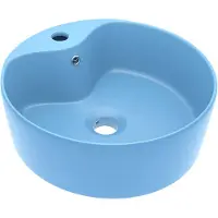 vidaXL håndvask med overløb matblå 36x13 cm keramik