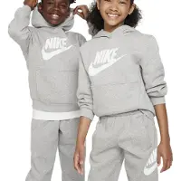 Nike Hættetrøje NSW Club Fleece - Grå/Hvid Børn, størrelse L: 147-158 cm