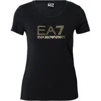 Emporio Armani EA7til kvinder. 8NTT67_TJDQZ T-shirt med sort Evolution maxilogotype (XXS), Casual, Bomuld, Korte ærmer
