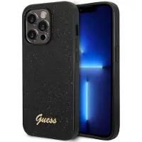 GUESS Glitter Script-etui til iPhone 14 Pro - Sort