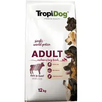 Tropidog Premium Adult Medium/Large, Oksekød og ris - 2 x 12 kg