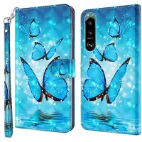 Mtp Products Wonder Series Sony Xperia 5 III Pung Taske - Blå Sommerfugl