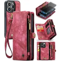 CASEME iPhone 15 Pro Max 2-i-1 Multifunktionel Pung - Rød