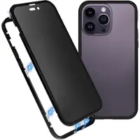 Mtp Products iPhone 15 Pro Magnetisk Cover med Privatlivssikret Hærdet Glas - Sort