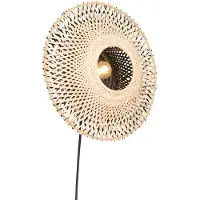 QAZQA Smart væglampe bambus 30 cm med stik inkl. Wifi P45 - Rina