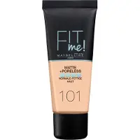 Maybelline Fit Me Matt+Poreless Flydende foundation 30 ml Nr. 101 - True Ivory