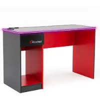 X Rocker Carbon-Tek 120cm LED Gaming Desk with Wireless Charging - Grey / Red RGB