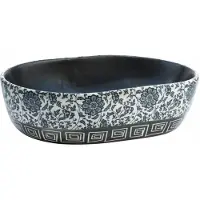 vidaXL håndvask til bordplade 47x33x13 cm oval keramik sort og blå