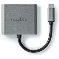 Nedis Ccgp64670bk01 2-i-1 Multiport Usb-adapter Usb 3.2 Gen 1 Usb-c M-2x Hdmi Nikkelbelagt 0.1 M