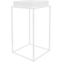 ECD-Germany ML-Design Planteophæng Hvid af metal; 45x45x80 cm; firkantet; stablebar; hylde med høj kant; plantestativ med aftagelig bakke; indendørs/udendørs;