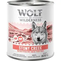 Wolf of Wilderness Adult 6 x 800 g - Med masser af frisk fjerkræ - Stony Creek - Fjerkræ med oksekød