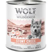 Wolf of Wilderness Junior “Expedition” 6 x 800 g - Stony Creek - Fjerkræ med Okse