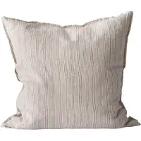 Tell Me More Washed linen pudebetræk 50x50 cm Hazelnut stripe
